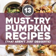 Pumpkin recipes in bowls and pans.