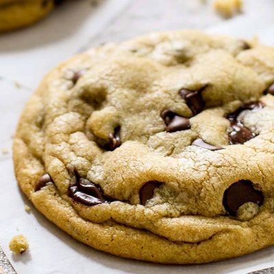 Chocolate Chip Cookies on parchment paper.