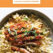 Crispy chicken with lemon pasta pin.