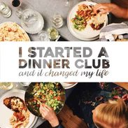 Photo of friends around a table for dinner club.