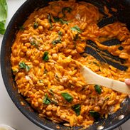 Marry Me Orzo in a skillet.
