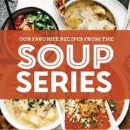 Collage of soup recipes with Soup Series title in the center